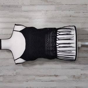Cyn Black Eyelet Fringe Crop Top